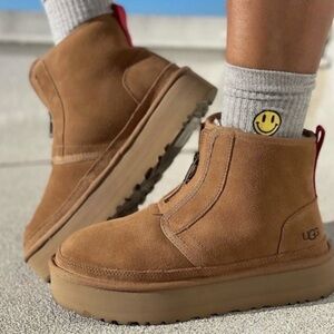 UGG Neumel Zip Platform Chestnut Boots